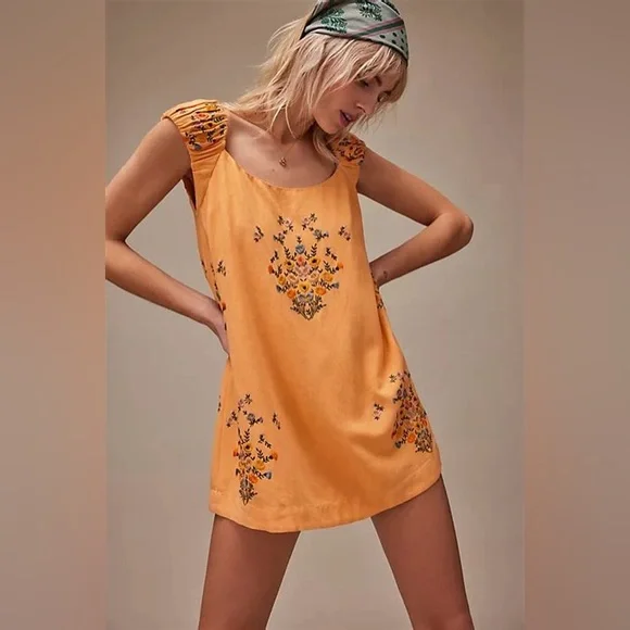 embroidered mini dress free people Free People Floral Embroidered Mini Dress – White Chocolate Couture main image 0